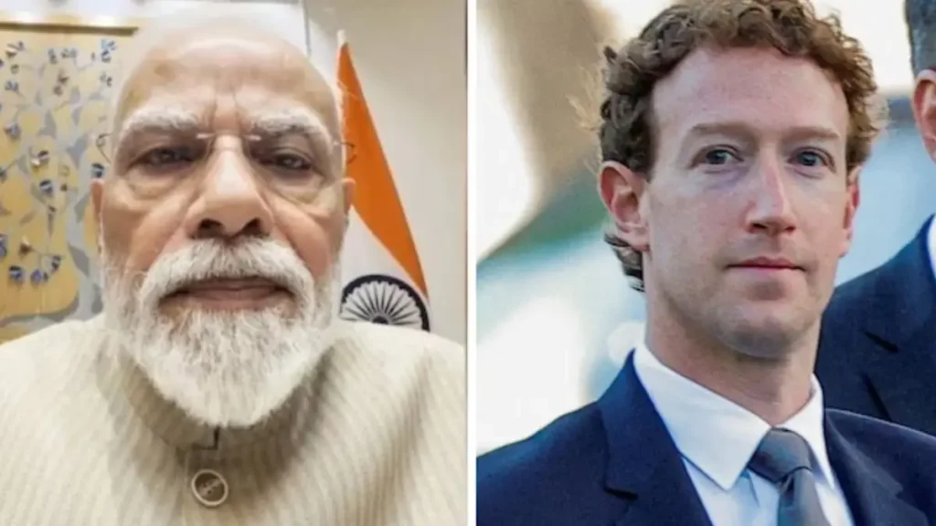 A news-style graphic featuring Prime Minister Narendra Modi, the Facebook logo, and a visual representation of the temporarily removed video.
