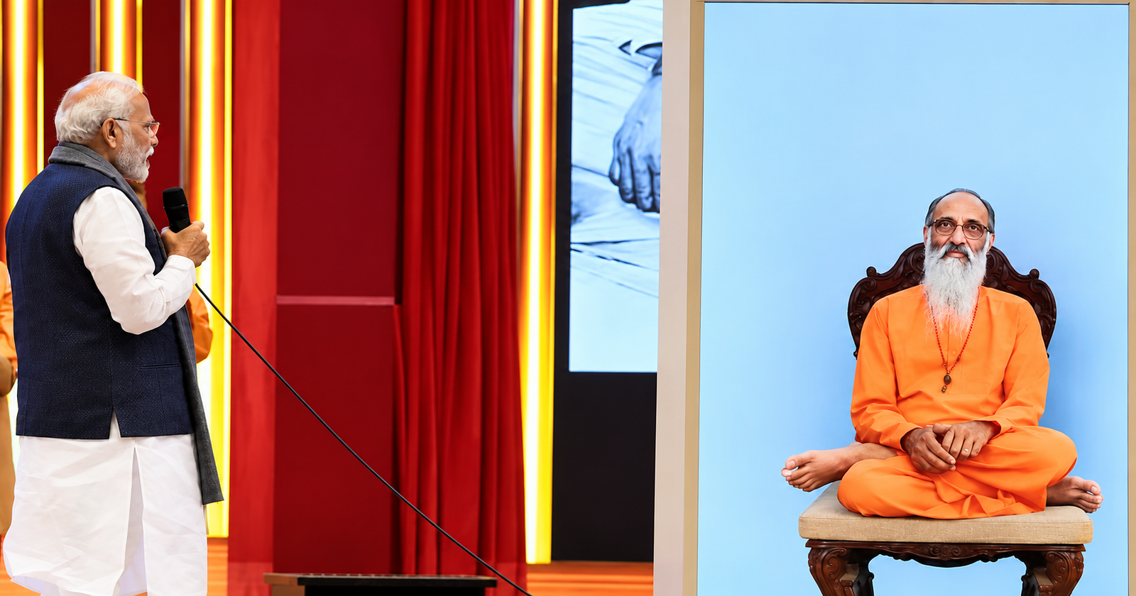 Speaker and Guru on a Ceremonial Stage